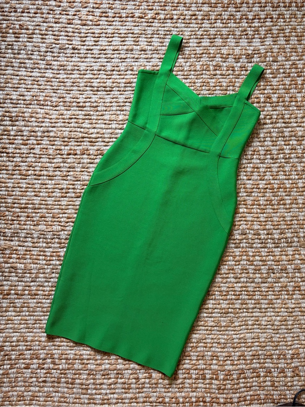 Lime green women’s bandage stretchy bodycon dress. Large.